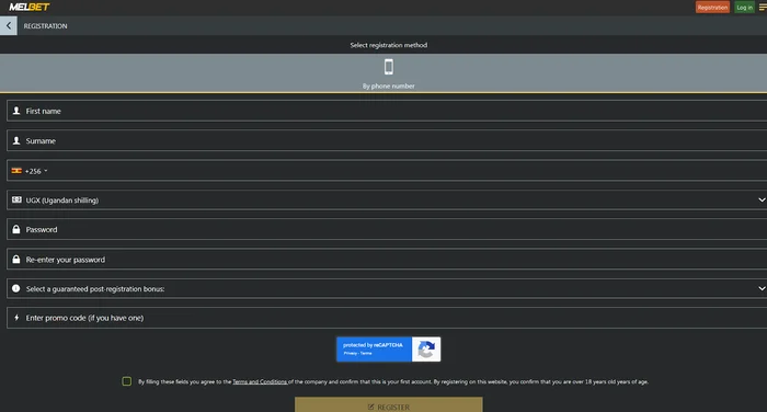 Melbet UG Registration Form