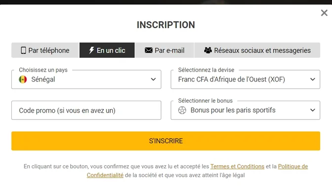 Inscription des joueurs dans Melbet SN