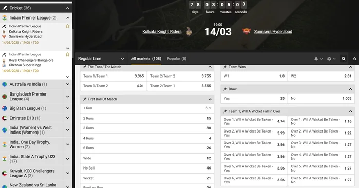 Cricket betting in Melabet India